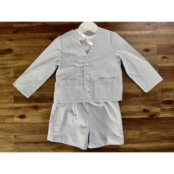 Florence Eiseman Grey Seersucker 3 Piece Eton Suit 3T - Picture 2 of 15